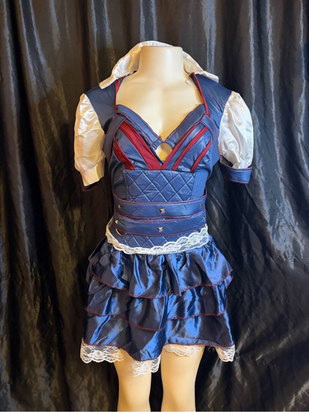 Batman Harley Quinn Navy and Red Ruffle-Trim Mini costume Dress